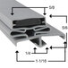 A black plastic magnetic door gasket with a grey plastic profile on a metal strip with the measurements.