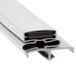 A close-up of a black and white plastic strip with two holes.