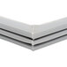 A close up of a gray corner piece of a Beverage-Air drawer gasket.