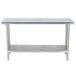 An Advance Tabco stainless steel work table with undershelf.