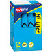 A blue box of 12 Avery Hi-Liter Light Blue desk style highlighters.