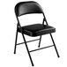 National Public Seating 950 Commercialine Black Metal Folding Chair with Black Padded Vinyl Seat