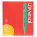 A box of 12 Universal fluorescent green desk style highlighters.