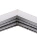 A close-up of a white metal corner frame for a Continental Refrigerator drawer gasket.