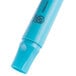 A close-up of a Universal blue desk style highlighter with a black cap.
