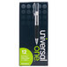 A Universal One box of 12 medium point black gel pens with clear barrels.