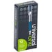 A black box of 12 Universal One blue medium point retractable rollerball gel pens.