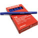 A blue Universal One rollerball pen on a red box.