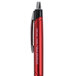 A Universal One red ballpoint pen with black accents.