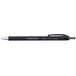 A Universal One black fine point ballpoint pen with a silver tip.