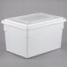 A white Rubbermaid polyethylene food storage box with a lid.