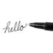 A close-up of a Universal One medium point rollerball pen with a black cap.