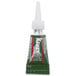 A close-up of a green Krazy Glue tube with a white cap.