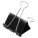 A black Universal large binder clip with silver metal clips.