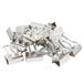 A pile of Universal silver metal small binder clips.