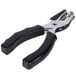 A pair of black and silver pliers with rubber grips.