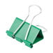 A green Universal medium binder clip with silver metal handles.