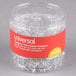 A jar of Universal clear plastic push pins of assorted sizes.