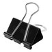 A pack of black Universal medium binder clips.