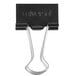 A black Universal medium binder clip with silver metal.