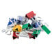 A pile of Universal small metal binder clips in assorted colors.