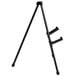 A black steel Universal portable tabletop easel with two legs and a handle.