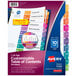 Avery® customizable tab dividers in a colorful binder.