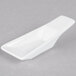 A white rectangular Tuxton Tasting Spoon with a handle.
