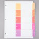 A white sheet with colorful tabs on it.
