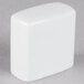 A white square Tuxton salt shaker.