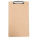 A Universal brown hardboard clipboard with a metal clip.
