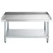 A Regency stainless steel equipment stand with a galvanized undershelf.