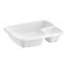 A white plant fiber tray with two compartments.