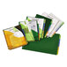 Several Avery multi-color plastic insertable tab dividers in folders with papers.