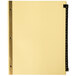 A white rectangular paper with black leather tabs with letters.