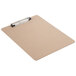 A Universal brown hardboard clipboard with a metal clip.