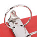 A Universal red non-stick binder with 3 metal rings.