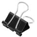 A Universal black mini binder clip with silver metal handles.