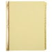 A yellow file folder with white plastic-coated numerical tab dividers.