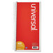 A red and white Universal spiral bound message book.