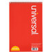 A red Universal spiral bound steno book with white text on the cover.