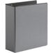 A grey binder with black edges.