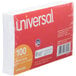 A stack of Universal white unruled index cards.