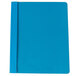 A blue file folder with a white rectangular cover and black border.