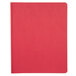 A red Universal Office letter report cover with clear cover and prong fasteners.