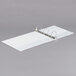 A close up of a Universal white binder with round rings.