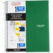 A Five Star spiral bound notebook with a green cover and white text.