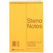 A brown spiral bound National Gregg Rule Steno Book with yellow paper and black text on the cover.