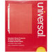 A red Universal sheet protector with white text on a white background.