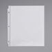 A white file folder with Universal clear sheet protectors inside.